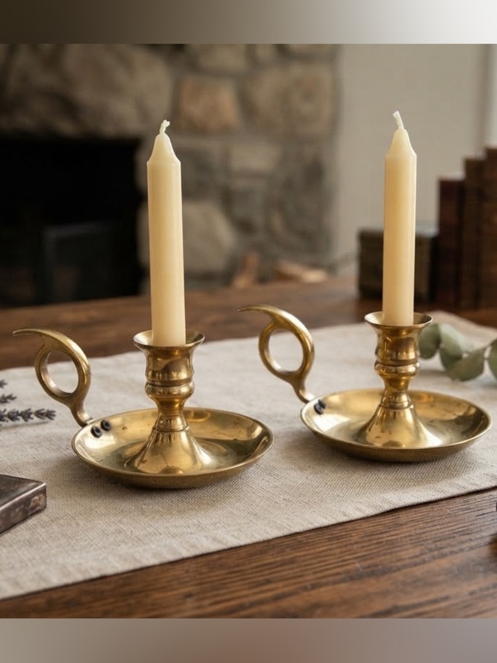 Brass Chamberstick Candle Holders - Set of 2